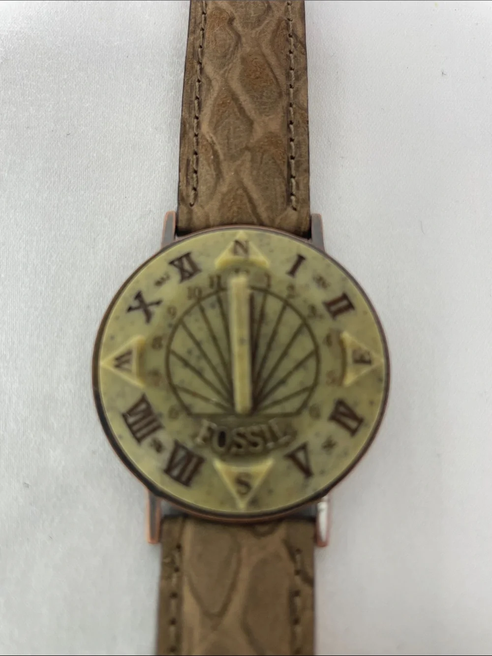 Fossil Brown Leather Strap SunDial Watch